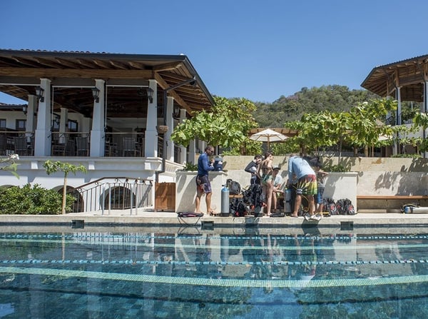 DSD divers practice in the pool at Las Catalinas first, to get comfortable with equipment before putting their skills to use in the water