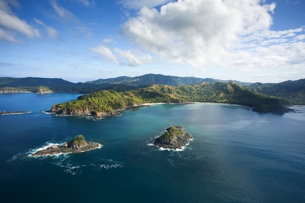 An aerial view of coast of Guanacaste