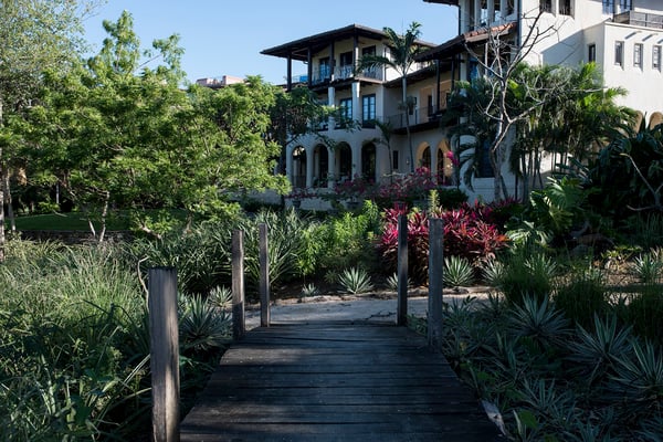 A walking path by Casa Brewer, one of the original homes in Las Catalinas